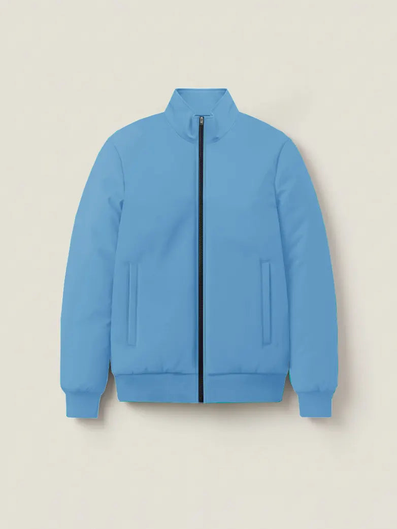 Stylish Puffer Zipper Mockneck Jacket For Men-Sky Blue-BRPH16