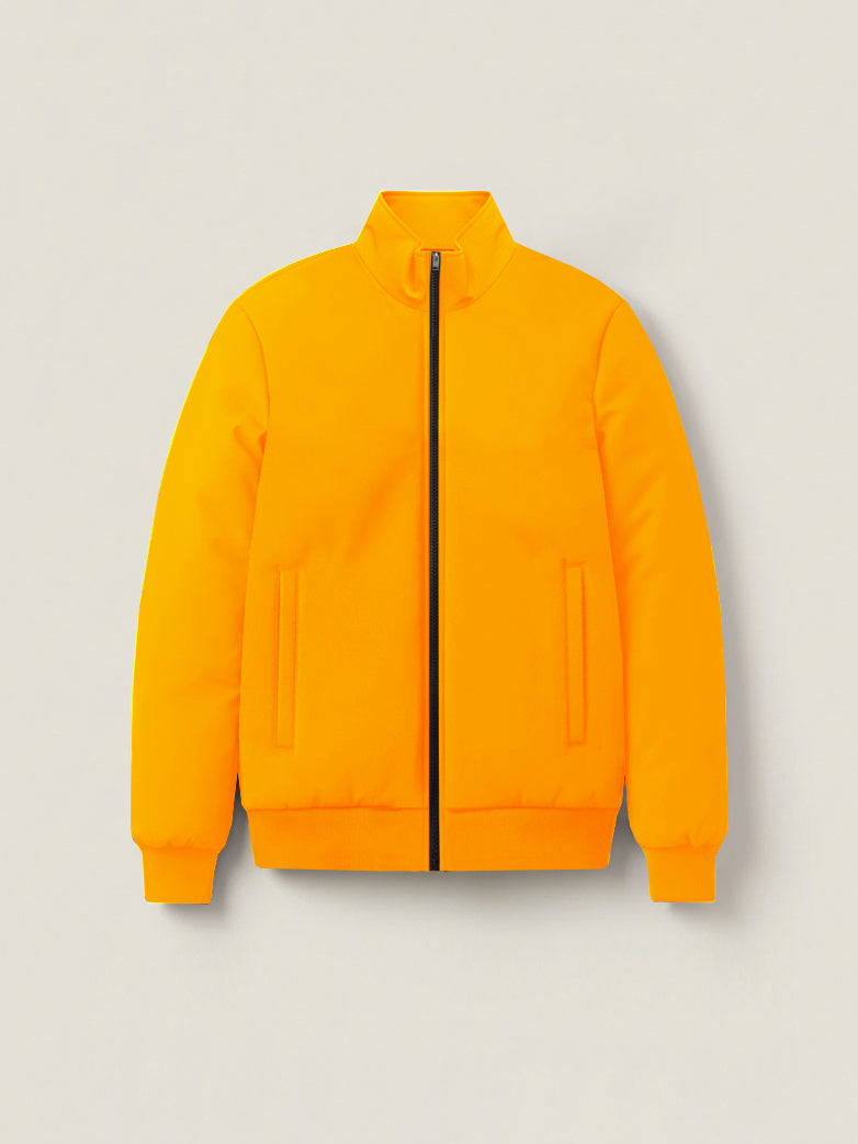 Stylish Puffer Zipper Mockneck Jacket For Men-Bright Orange-BRPH17