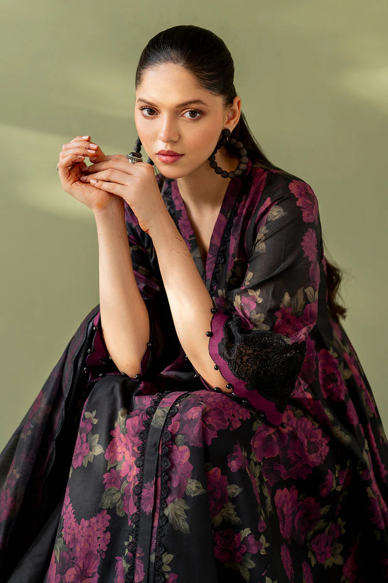 Winter 2025 Khaddar 3-Piece Suit – Digital Floral Print with Slub Dupatta