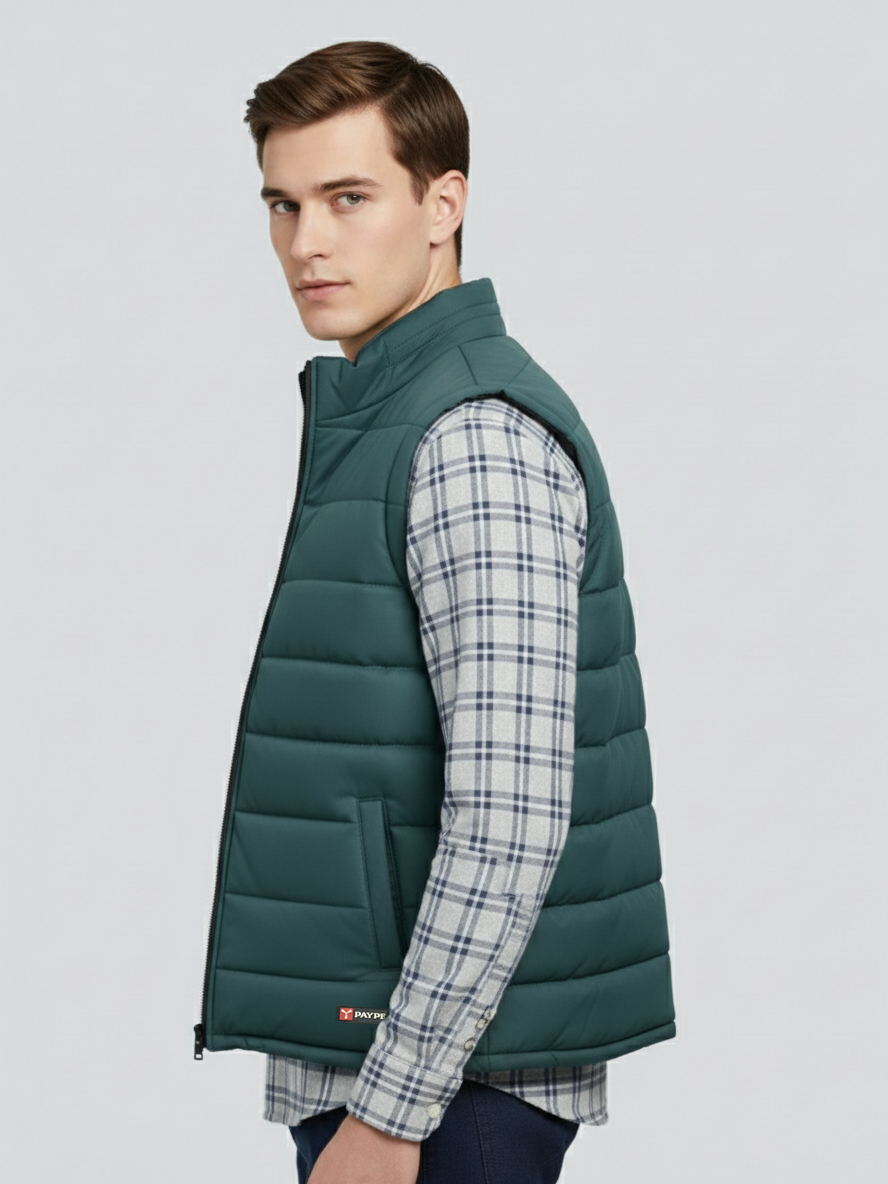Stylish Winter Sleeveless Zipper Mockneck Jacket For Men-Storm Cloud-BRPH37