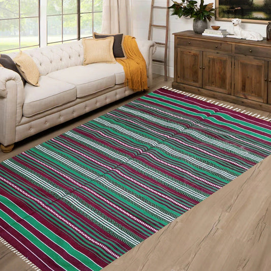 Horizontal Cotton Rug - Green Mania (3ft x6ft)