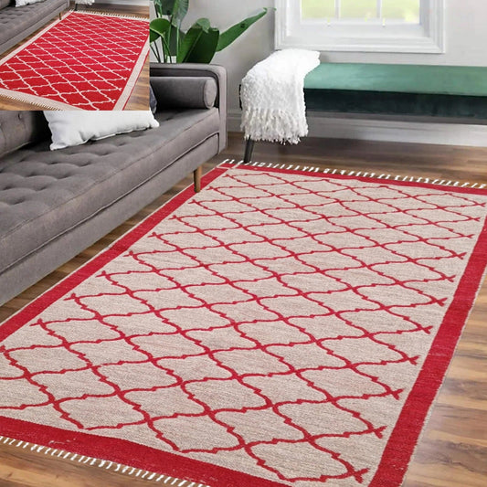 Moroccan Style Rug - Red & Peach (4 ft' x 6 ft')