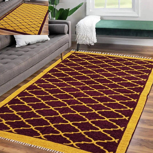 Moroccan Style Rug - Yellow & Plum (4 ft' x 6 ft')