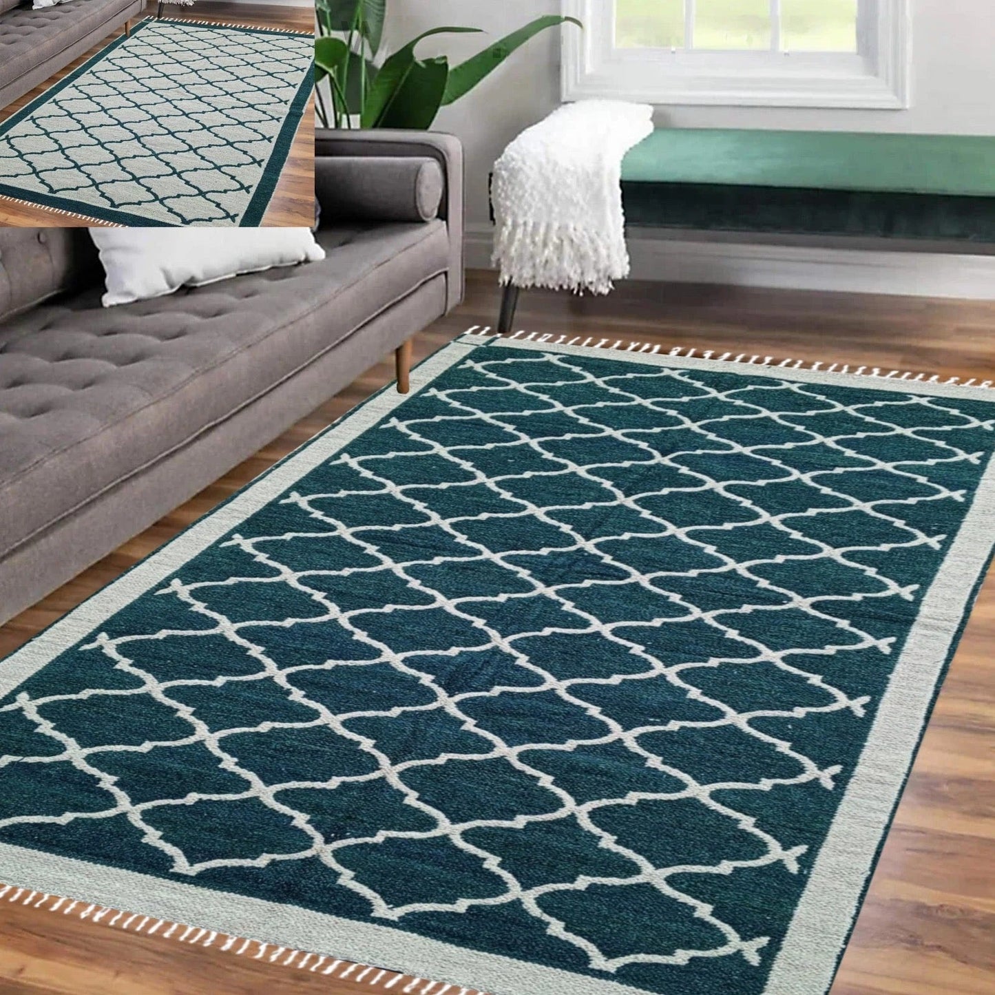 Moroccan Style Rug - Green Shades (4 ft' x 6 ft')