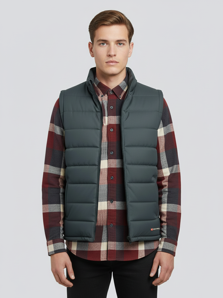 Stylish Winter Sleeveless Zipper Mockneck Jacket For Men-Dark Grey-BRPH38