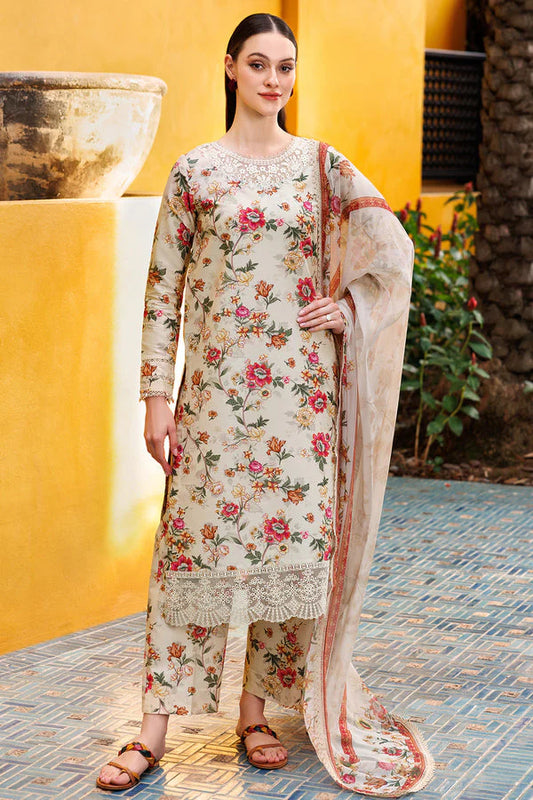 Winter 2025 Khaddar 3-Piece Suit-Printed Essentials | Ivory Dusk