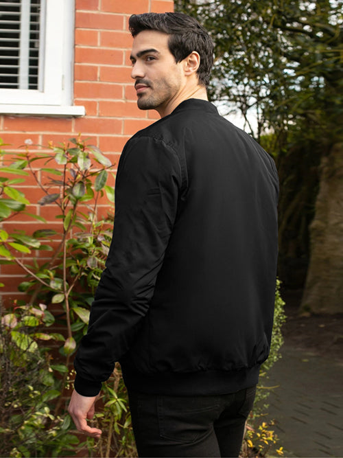 Louis Vicaci Zipper Fur Bomber Jacket For Men-Black-BR1010