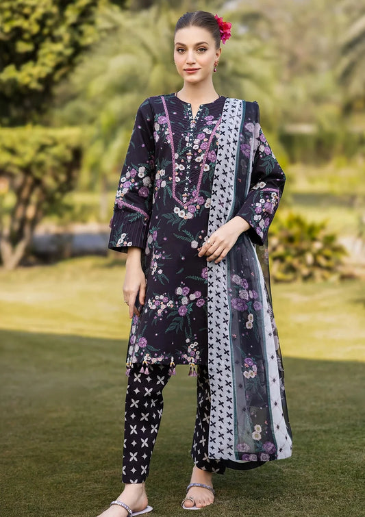 Winter 2025 Khaddar 3-Piece Suit – Digital Floral Print with Slub Dupatta