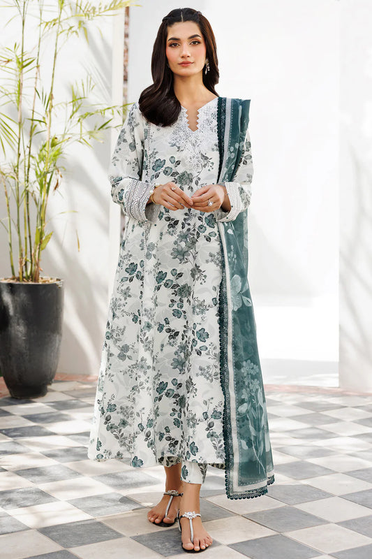 Winter 2025 Khaddar 3-Piece Suit – Digital Floral Print with Slub Dupatta