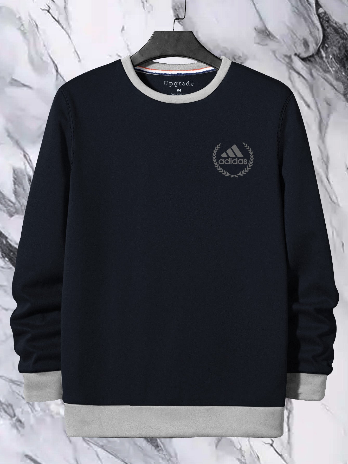 ADS Fleece Funky Style Sweatshirt For Men-Navy with Grey-BR14492