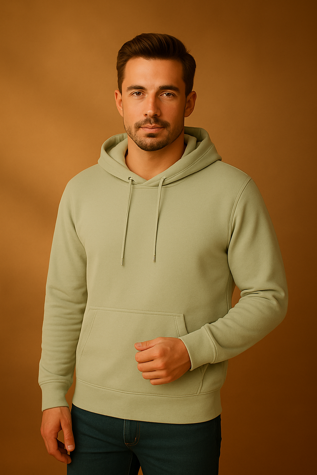 Men’s Light Sage Green Pullover Hoodie – Premium Cotton Blend | Casual Streetwear Style