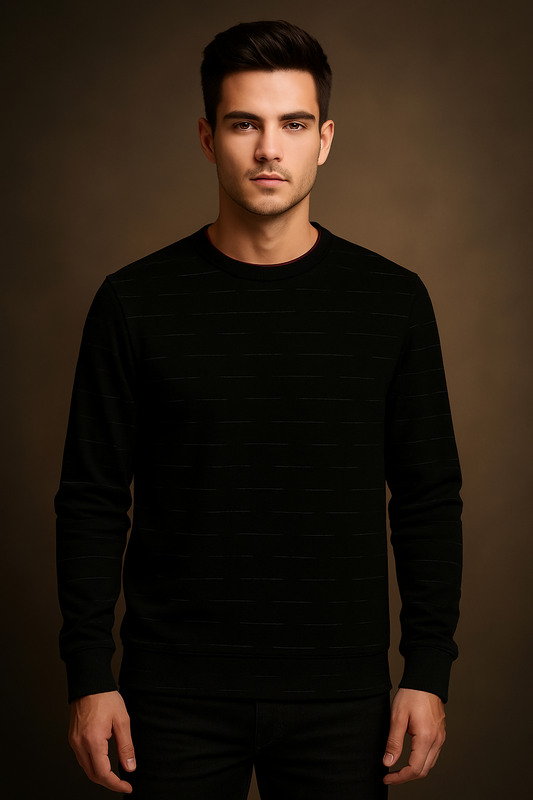 Upgrade Fashion Terry Fleece Funky Style Sweatshirt For Men-Black with Lining-BR14520