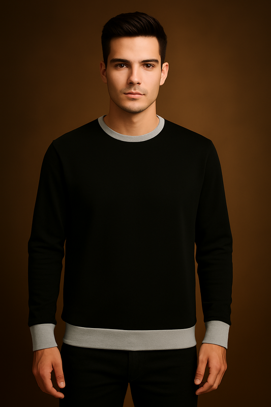 Upgrade Fashion Terry Fleece Funky Style Sweatshirt For Men-Black with Grey-BR14518