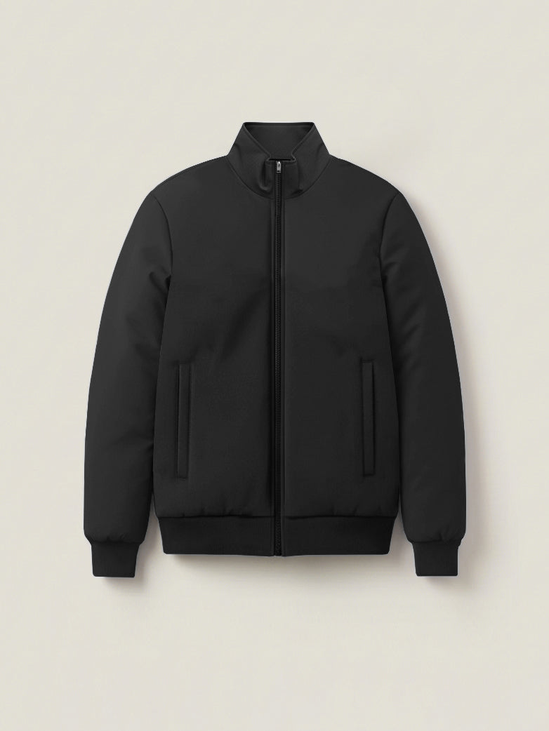 Stylish Puffer Zipper Mockneck Jacket For Men-Black-BRPH12