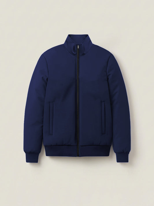 Stylish Puffer Zipper Mockneck Jacket For Men-Dark Navy-BRPH10