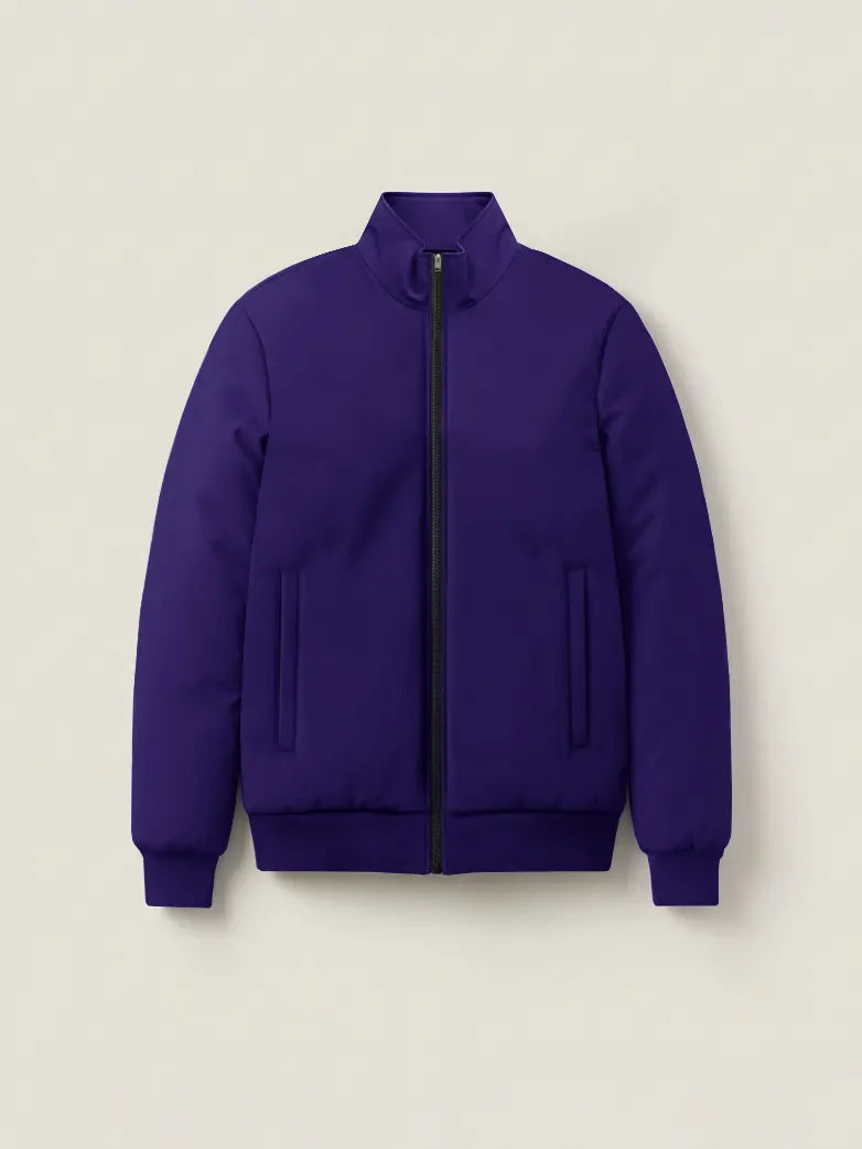 Stylish Puffer Zipper Mockneck Jacket For Men-Royal Blue-BRPH11