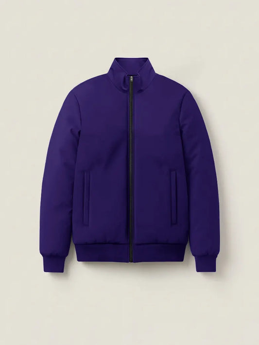 Stylish Puffer Zipper Mockneck Jacket For Men-Royal Blue-BRPH11