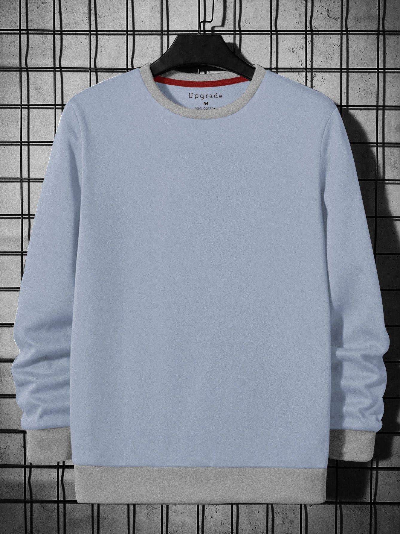 Upgrade Fashion Terry Fleece Funky Style Sweatshirt For Men-Light Blue with Grey Melange-BR14497