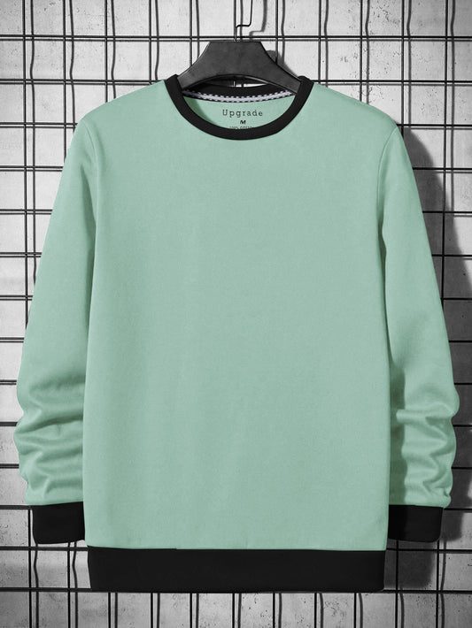 Upgrade Fashion Terry Fleece Funky Style Sweatshirt For Men-Light Cyan Green with Black-BR14479