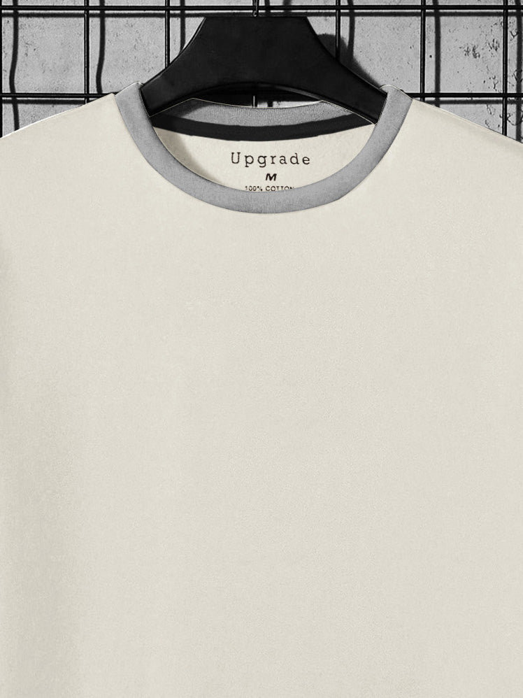 Upgrade Fashion Terry Fleece Funky Style Sweatshirt For Men-Pale White with Grey-BR14612