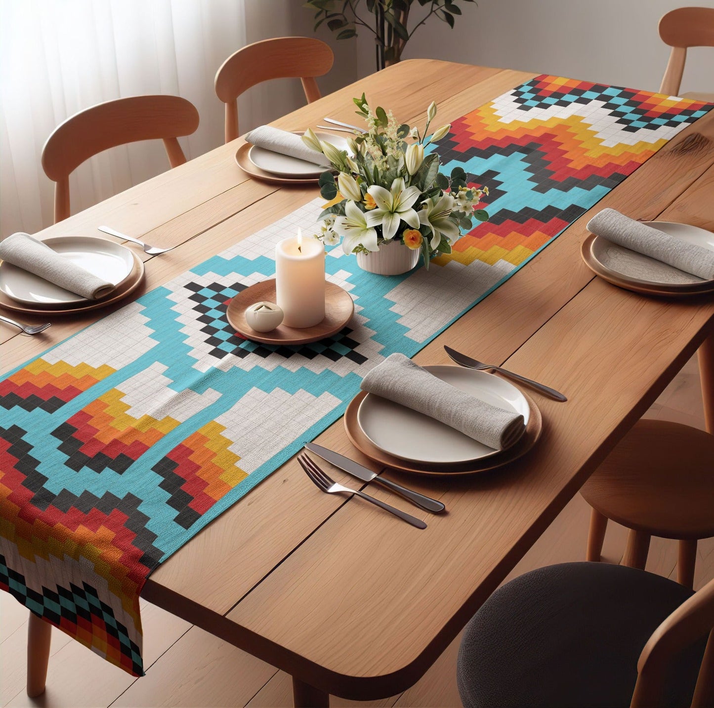 Native Lines Loom Table Runner