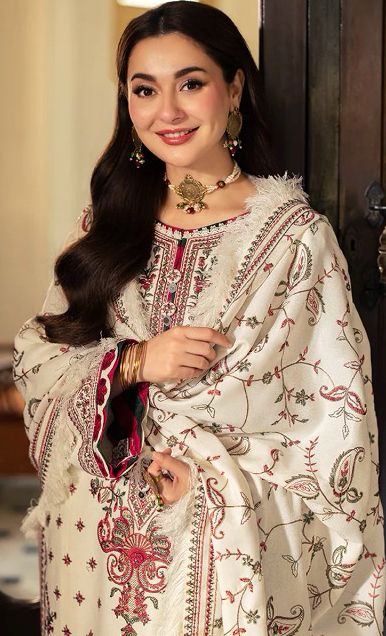 Asim jofa  3-pcs Suit Hit code Available on  Dhanak with Pashmina wool  shawl