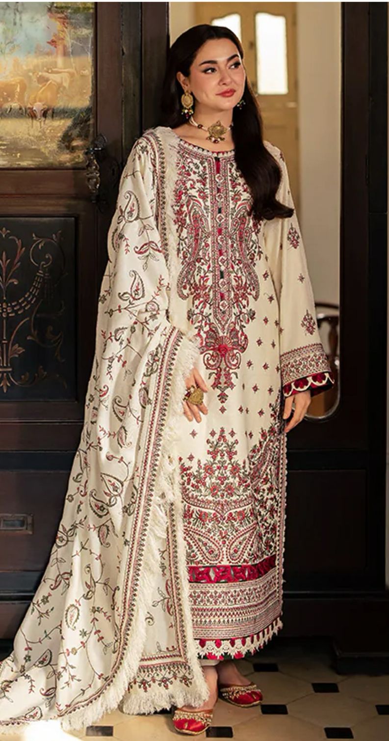 Asim jofa  3-pcs Suit Hit code Available on  Dhanak with Pashmina wool  shawl